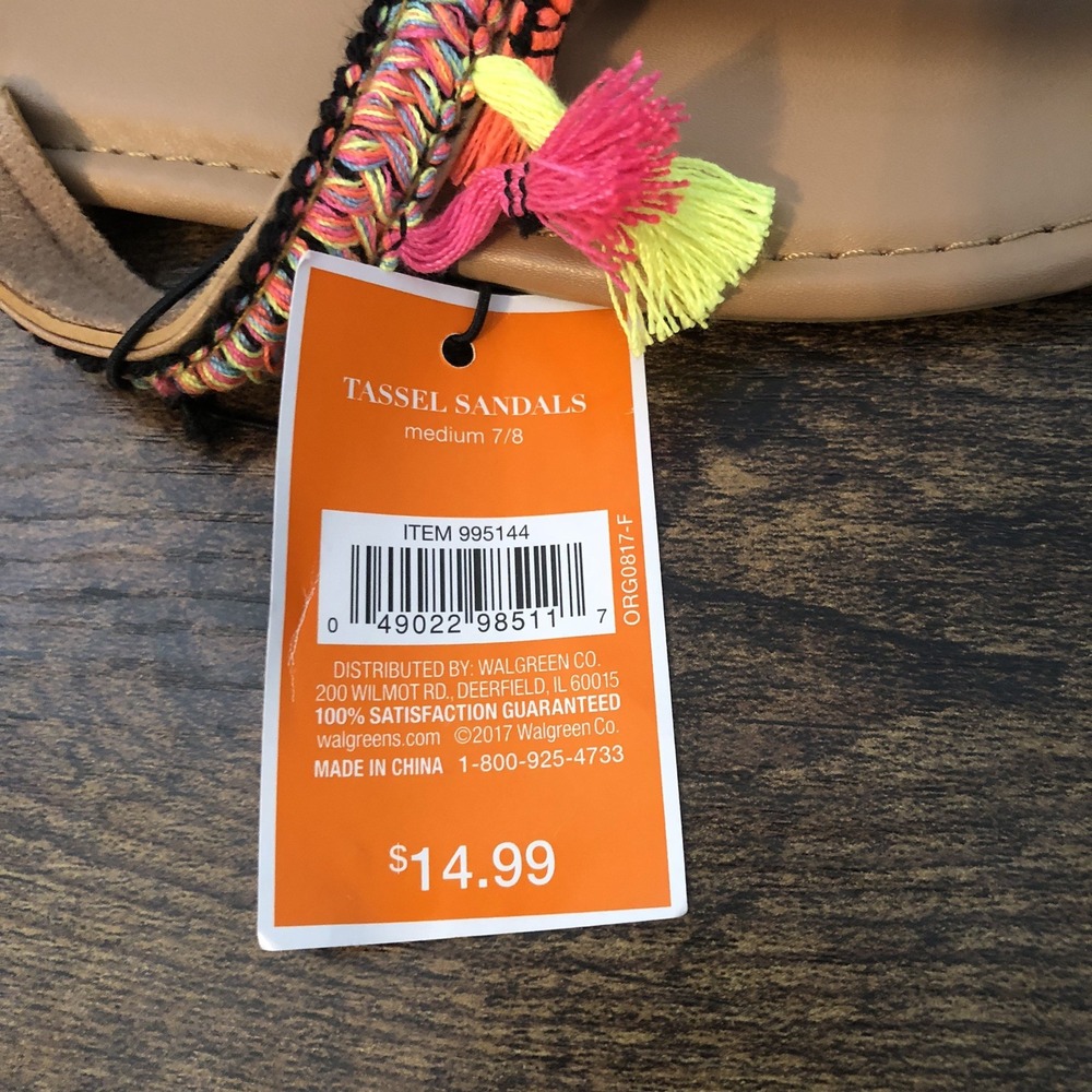 West Loop Womens Medium Size‎ 7/8  Tassal Sandals Colorful Boho Beach Flaw - Picture 4 of 12